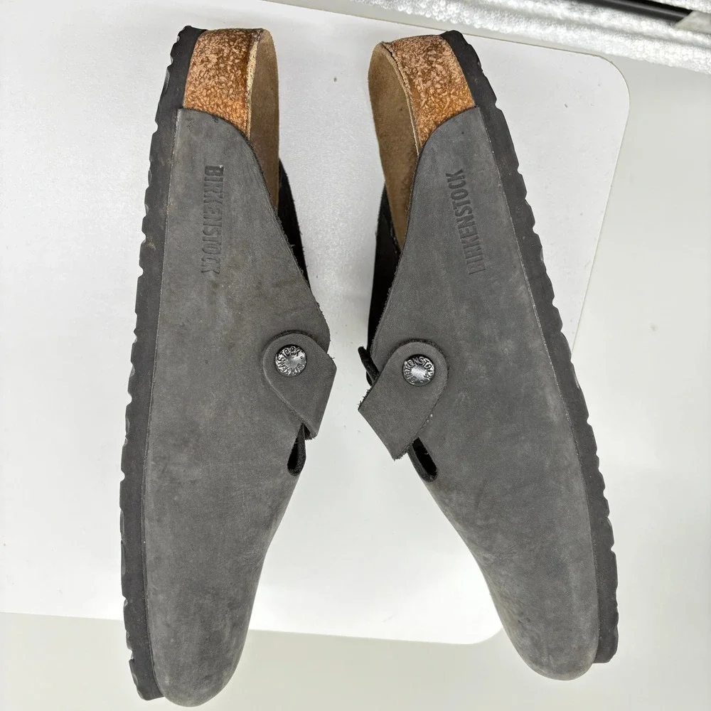 Birkenstock Boston Iron Gray Oiled Leather Clogs Mens Size 42 L11 M9 EU 9 US